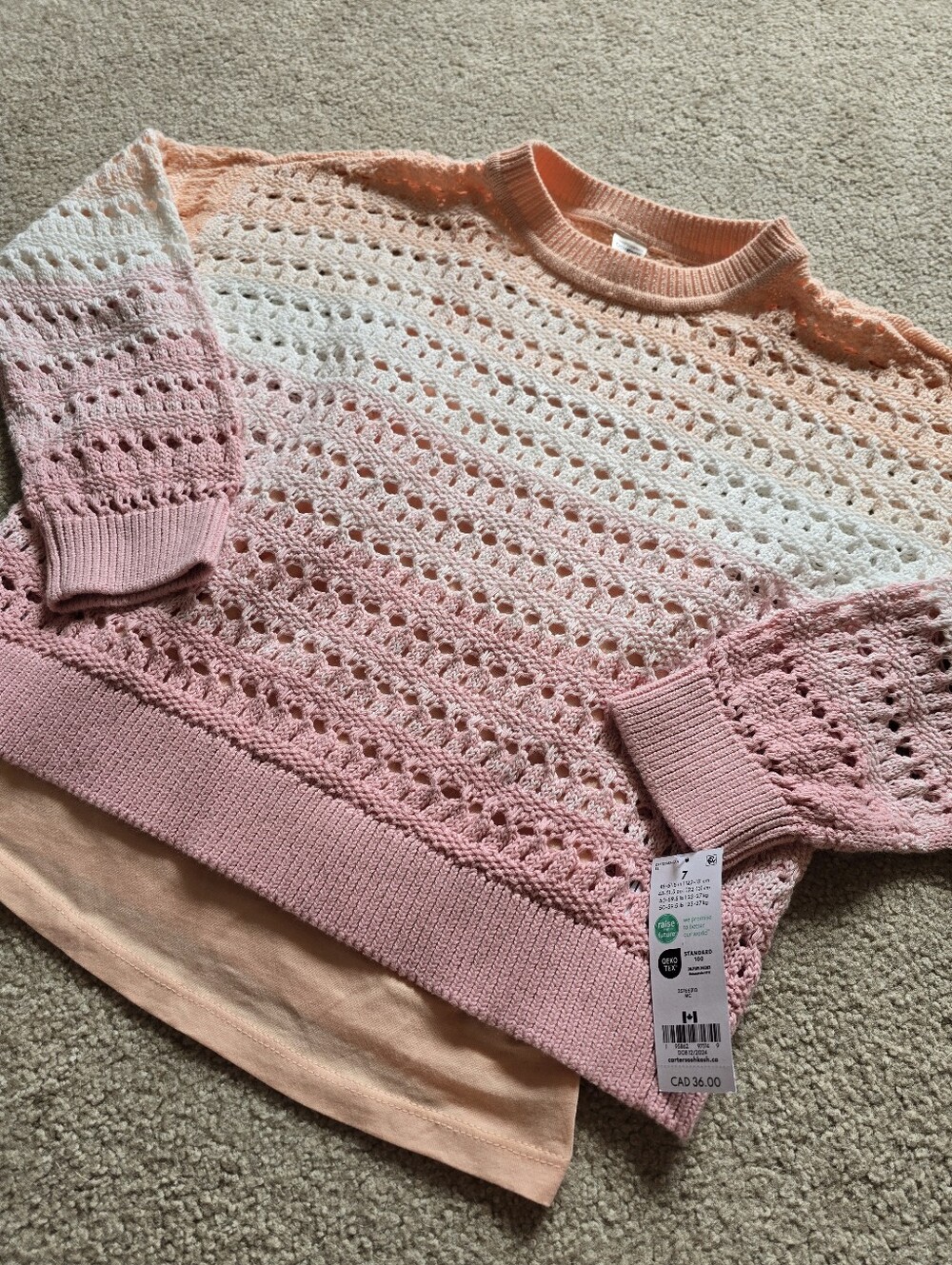 OshKosh Girls Crochet Ombre Sweater & Tank Top Set NWT Size 7/8 YOUTH
